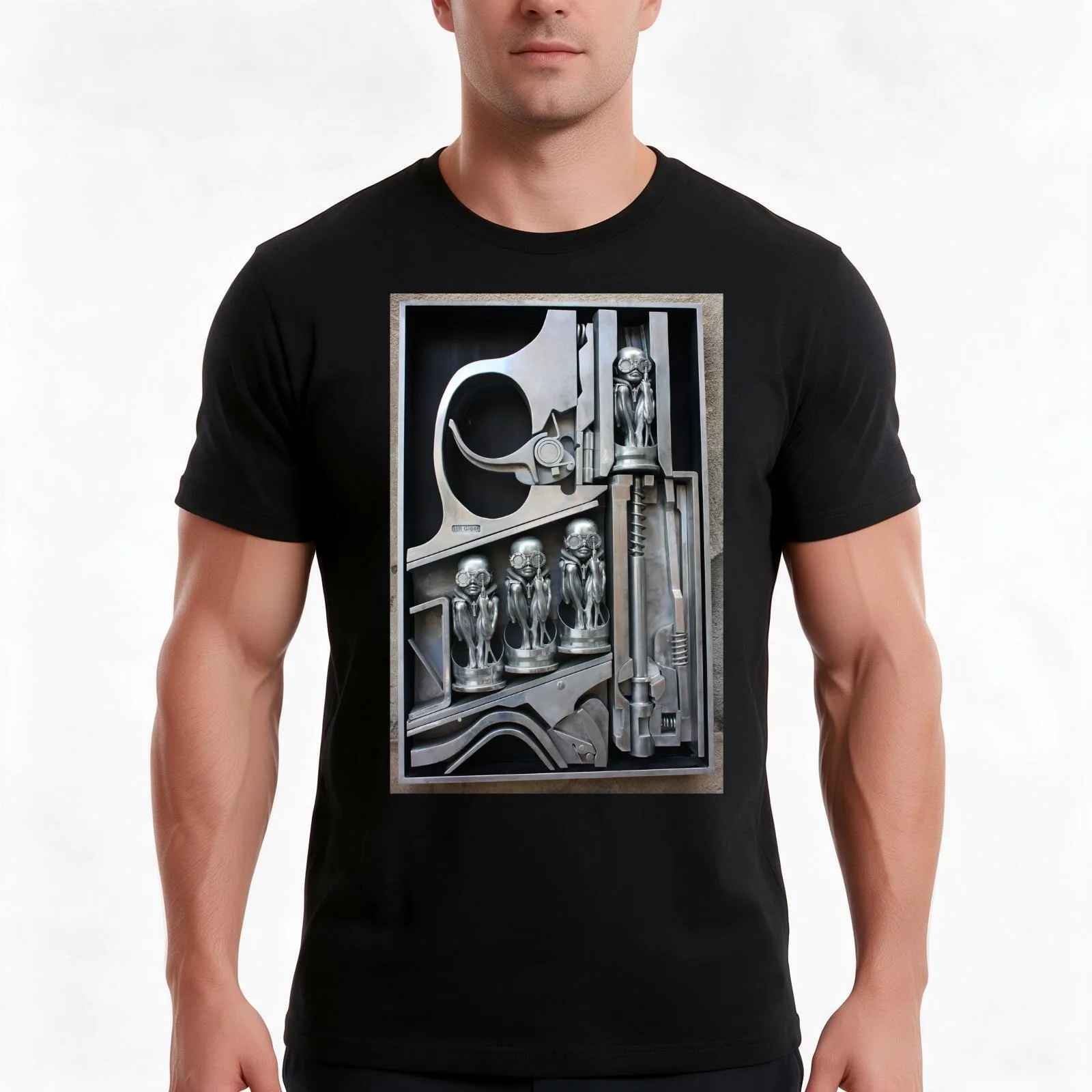 H. R. Giger Museum - Entrance Statue. Gruyeres Switzerland T-Shirt Summer Casual Cotton Tee Oversized Streetwear Tops
