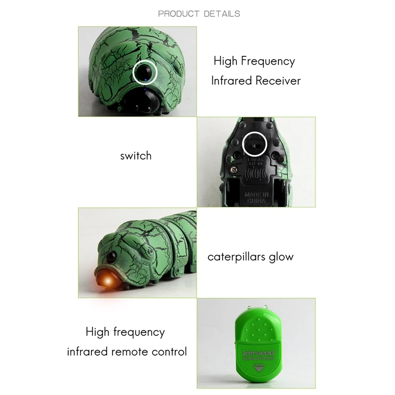 적외선 리모컨 애벌레 장난감, 재미있는 Rc 동물 장난감, 노벨티 개글 장난감, 까다로운 장난감, 파충류 곤충 전기