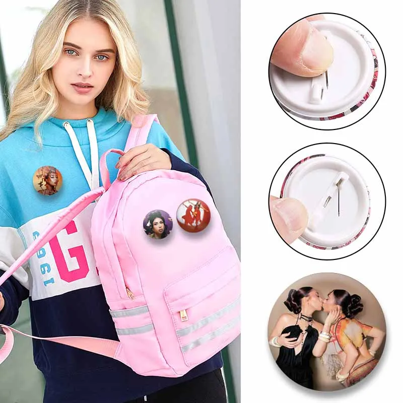 Kali Uchis Music Badges Pop Singer Round Exquisite Brooch Creative Lapel Pins for Clothes Hat Backpack Jewelry Accessories Gifts