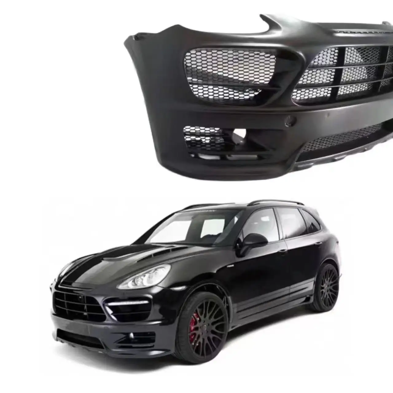 

Fiberglass HM Style Body Kit Front bumper Rear Diffuser Side Skirts Narrow Body For Pors che Cayenne 958.1