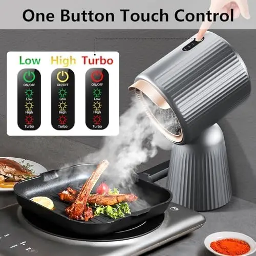 

Portable Range Hood, Desktop Range Hood W/ 3 Wind Speed,One Button Control, Portable Kitchen Exhaust Fan With Detachable Filters