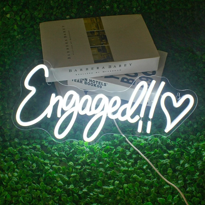 Engaged Neon Sign for Wall Decor Dimmable USB Powered Wedding Bridal Shower Neon Signs for Birthday Engagement Art Decoration