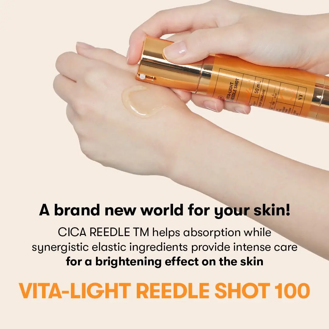 Vita-Light Reedle Shot 100,Serum with Vitamin C Capsules,Vitamin E,Hydrating Care,Korean Skincare for Sensitive Skin