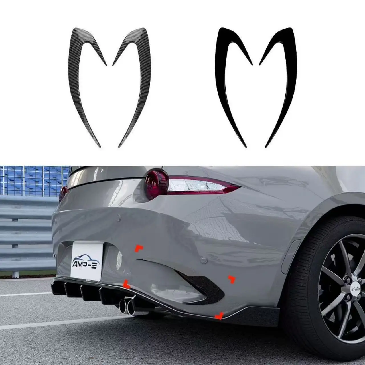 

A16P-Rear Bumper Side Air Vent Trims Cover For Mazda MX-5 Miata ND 2016-2025 Boot Spoiler Splitter Canard