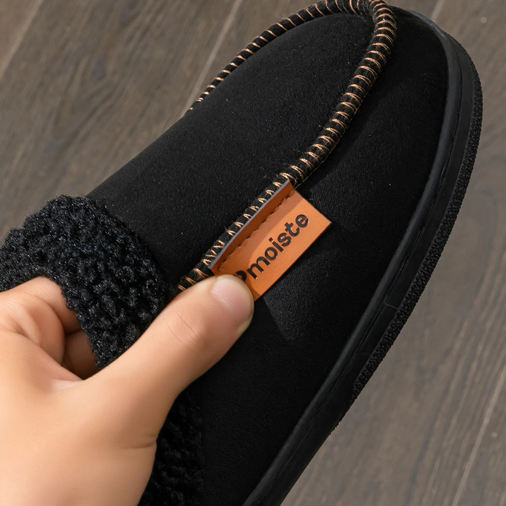 شبشب من جلد الغزال المنزلي للرجال نعل TPR غير قابل للانزلاق ومتين وناعم ودافئ من إسفنج الذاكرة أحذية مريحة لغرفة المعيشة