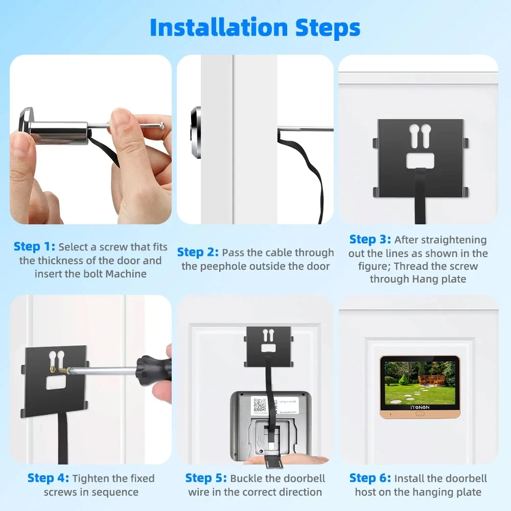 Tuya Smart Wireless Video Tür Kamera 2,4G Wifi 4,3 zoll Bildschirm 3MP PIR One-Way Audio Digital Guckloch für Home Security – Detail 7
