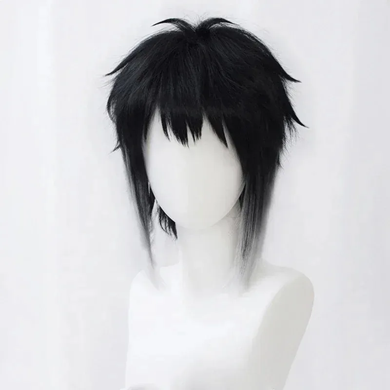 

asdh8@Bear's Den Bungo Bungou St Dogs Ryunosuke Akutagawa Short Black With White Wig Heat Resistant Hair Cosplay Costume New 202