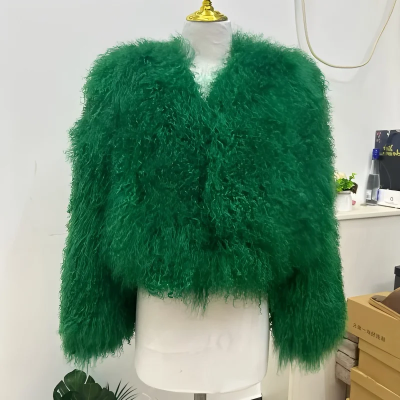 نمط جديد شتاء دافئ حقيقي المنغولية المدبوغة معطف جلد الغنم الأبيض سترة في الهواء الطلق المرأة السفر حفلة معطف الفرو الحقيقي