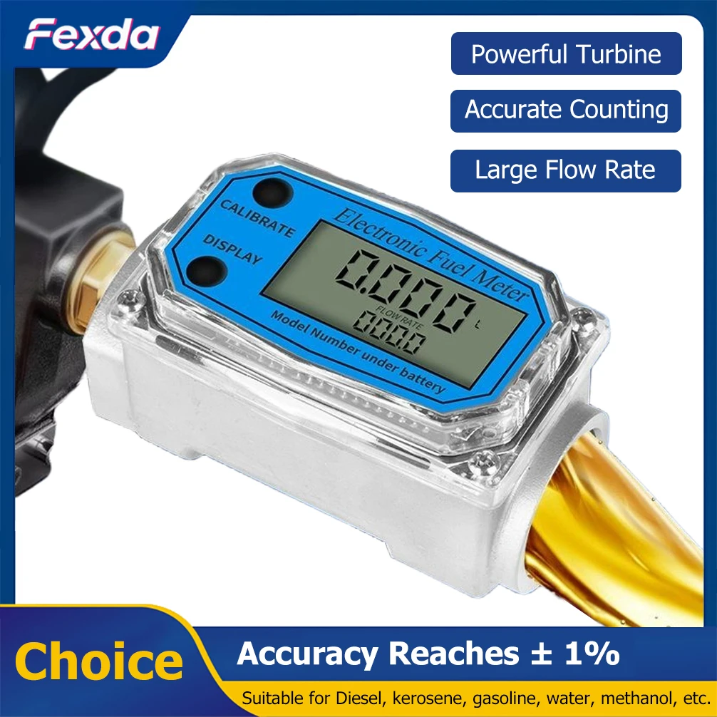 

1inch Turbine Flow Meter High Accuracy Electronic Flowmeter LCD Display Liquid Flow Counter for Water Diesel Gasoline Kerosene