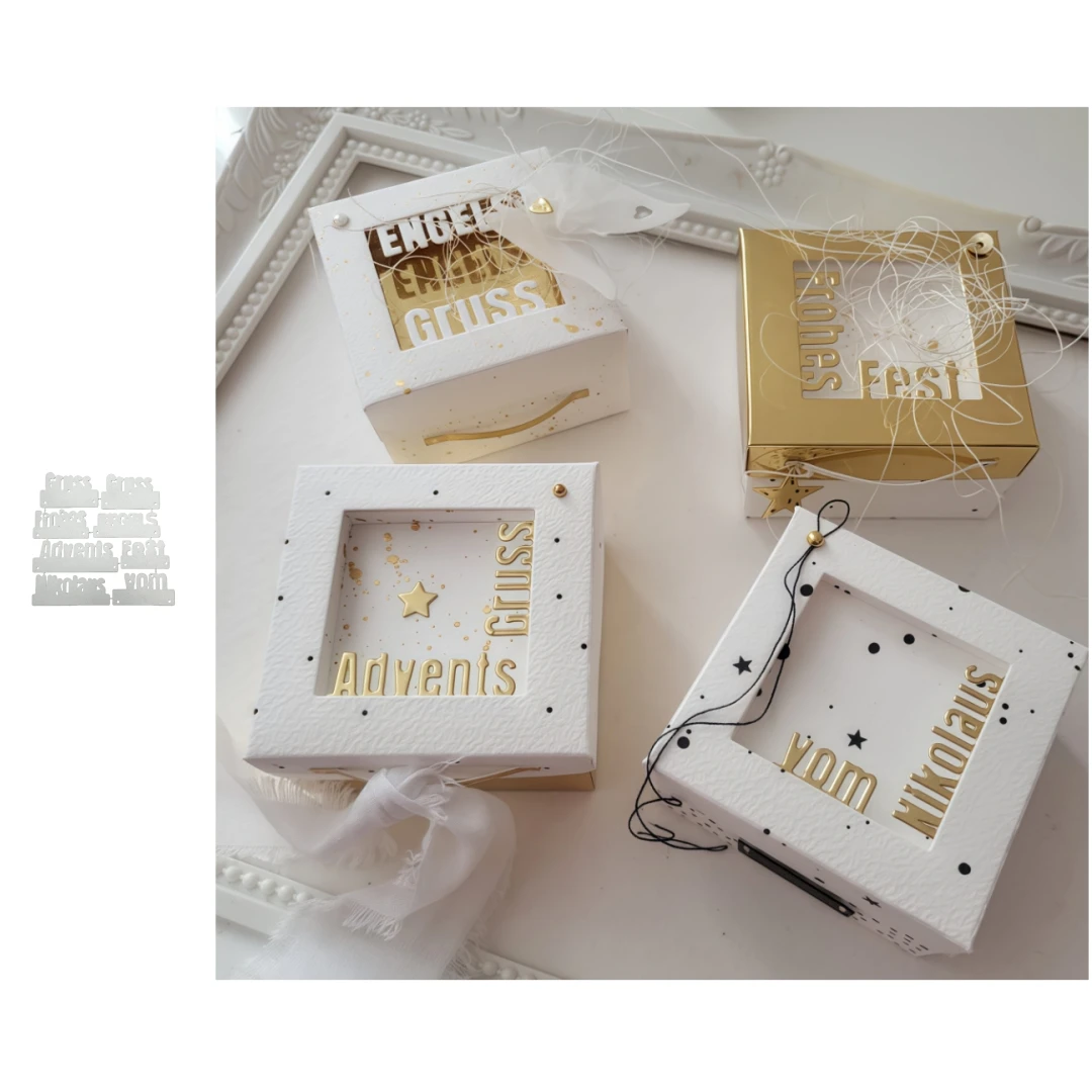 Neue Mini-Schriftart-Metall-Stanzformen für die Herstellung von Weihnachtskarten, Scrapbooking, Papierhandwerksmesser, Matrizen, Vorlagen