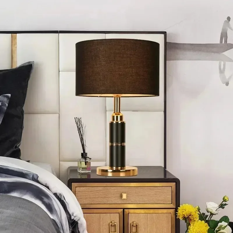 Modern Nordic Table Lamps Luxury High-end Fabric Lampshade Luminarias Bedroom Bedside Study Lounge Parlor Hotel Homestay Fixture