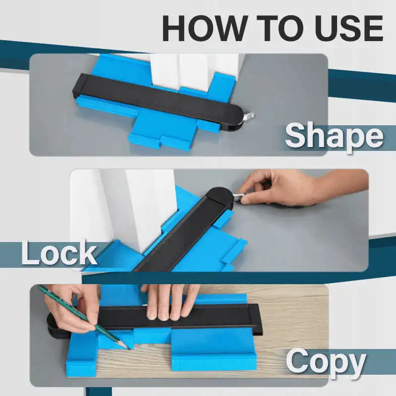 Easy Shape Contour Gauge Duplicator Tile Carpet Cutting Template Profile Measuring Angle Ruler Woodworking Marking Tools