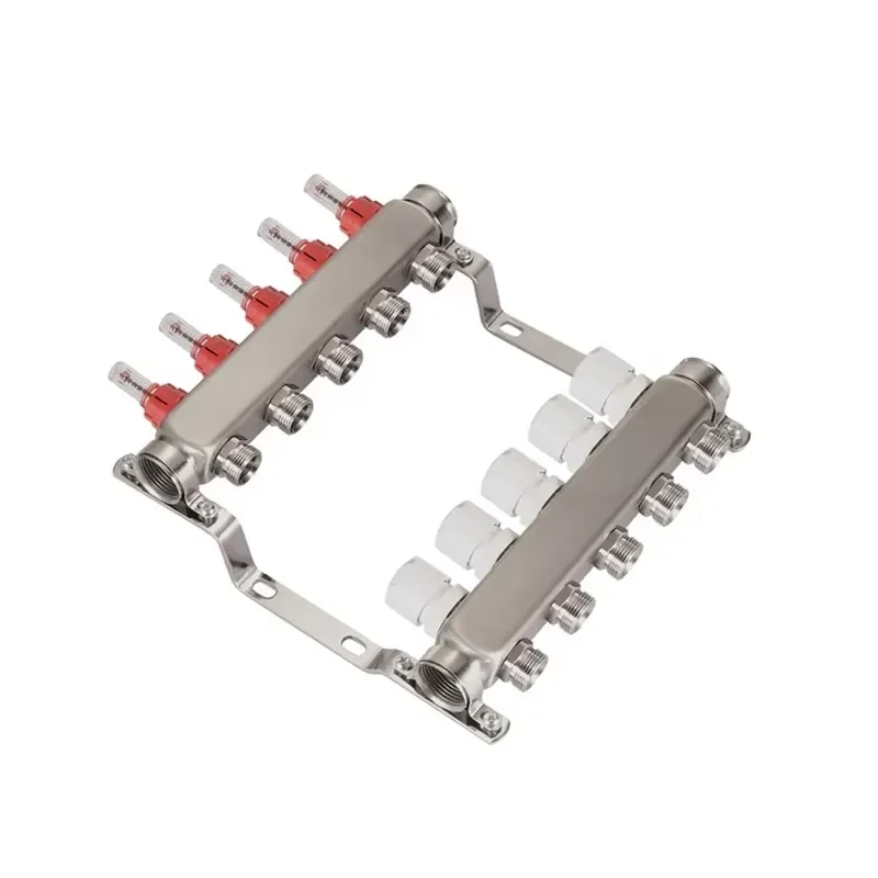 BJ35004 Stainless Steel Collectors 2 to 12 Ways High Quality Nickel Plated Loop Radiant Manifold for Underfloor Heating