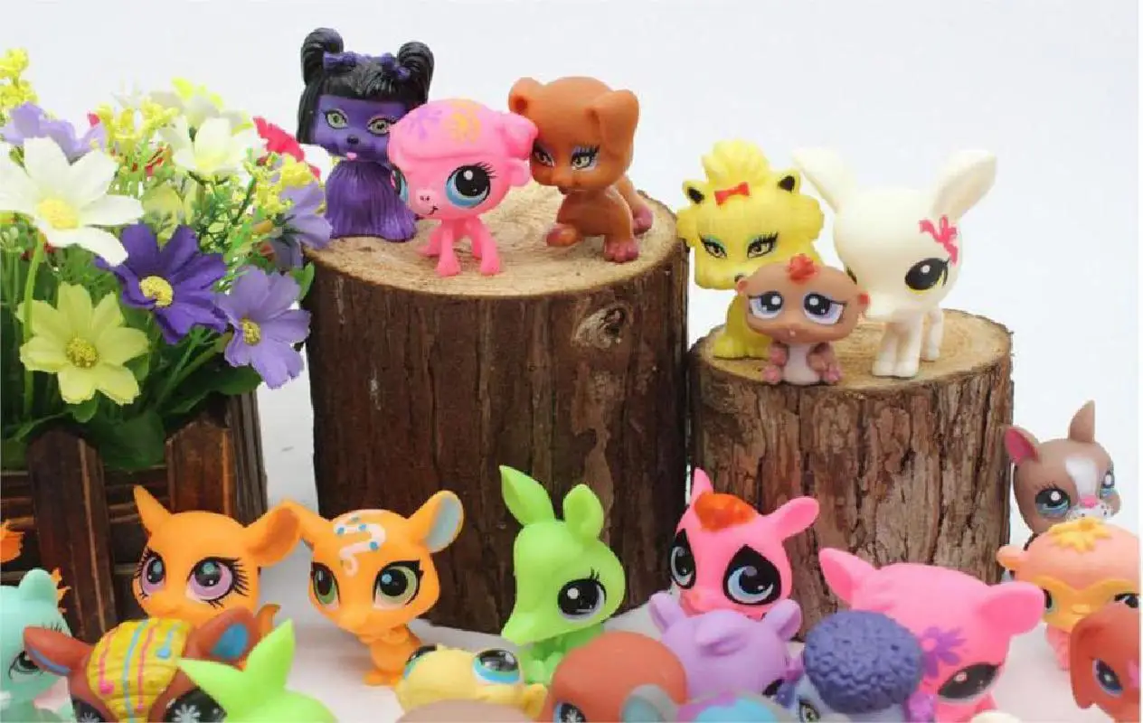 20pcs/lot Q Cute Doll Model Toy Bag Little Pet Shop Mini Animal Cat Patrulla Canina Dog Ornaments Birthday Present for Children