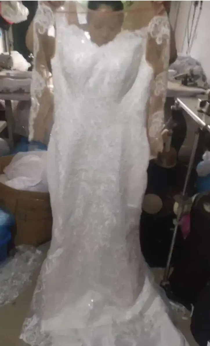 Vestido de novia de cola desmontable de sirena africana, moda personalizada, manga larga, encaje Retro, cola de pez nupcial, 2024