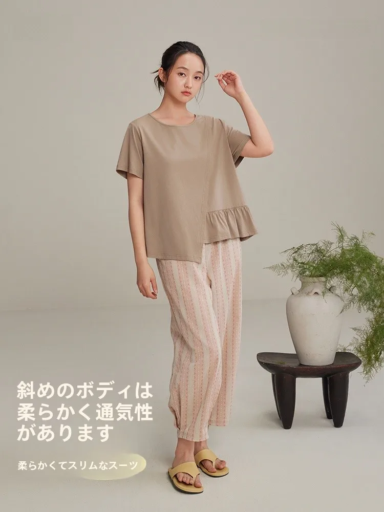 anziban-pigiama-estivo-in-puro-cotone-set-con-maniche-corte-e-pantaloni-a-girocollo-per-donne-comodo-abbigliamento-da-casa-adatto-per