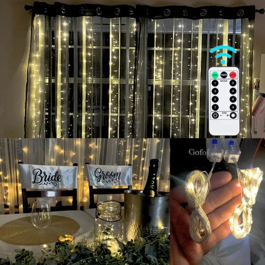 USB String Lights 8 Function Remote Control LED Fairy Lights Christmas Garland for New Year Wedding Party Tree Garden Decoration