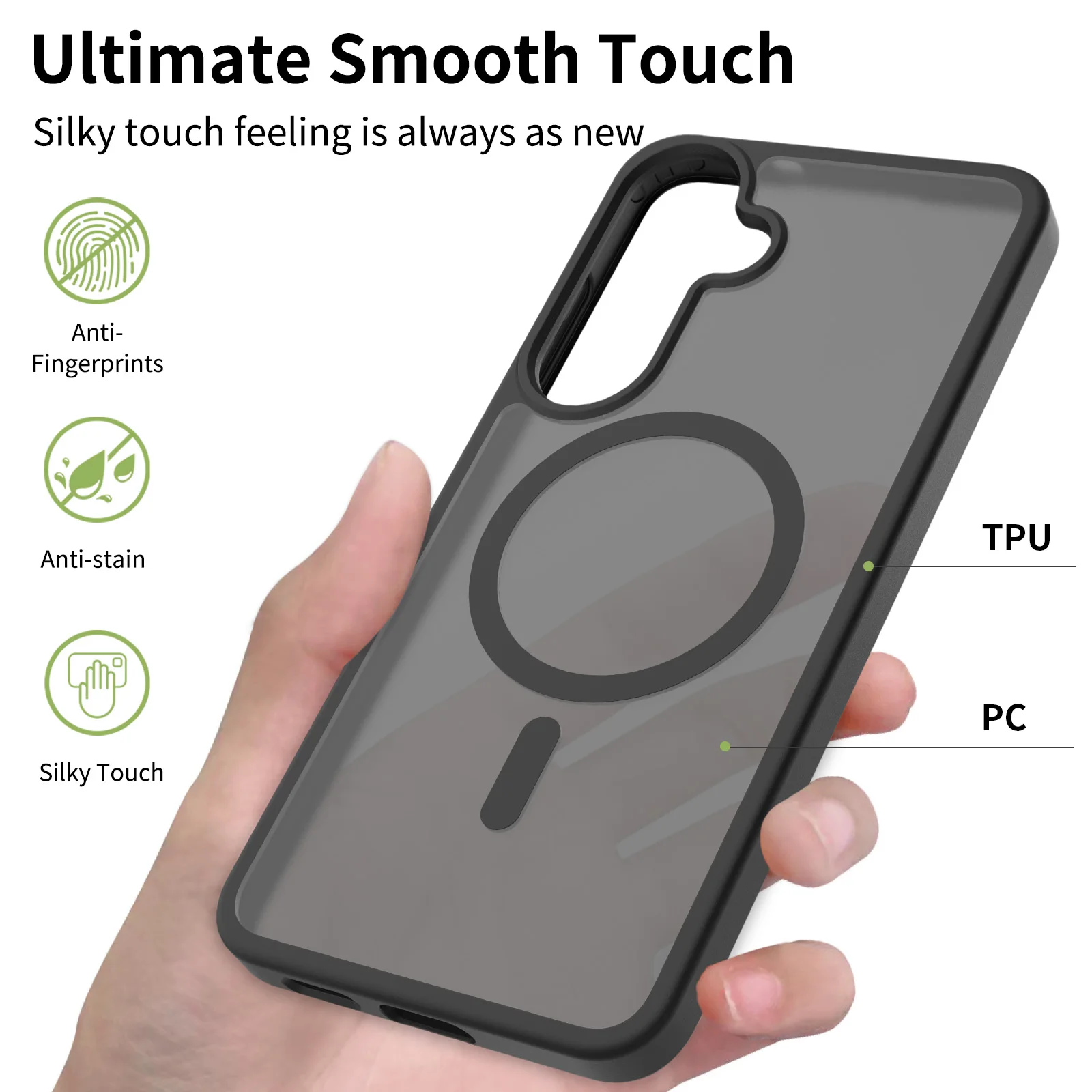 Ultra-Thin Wireless Charging Case for Samsung Galaxy S26 FE - TPU/PC Silky Smooth Touch Shockproof Cover for MagSafe S26FE Shell