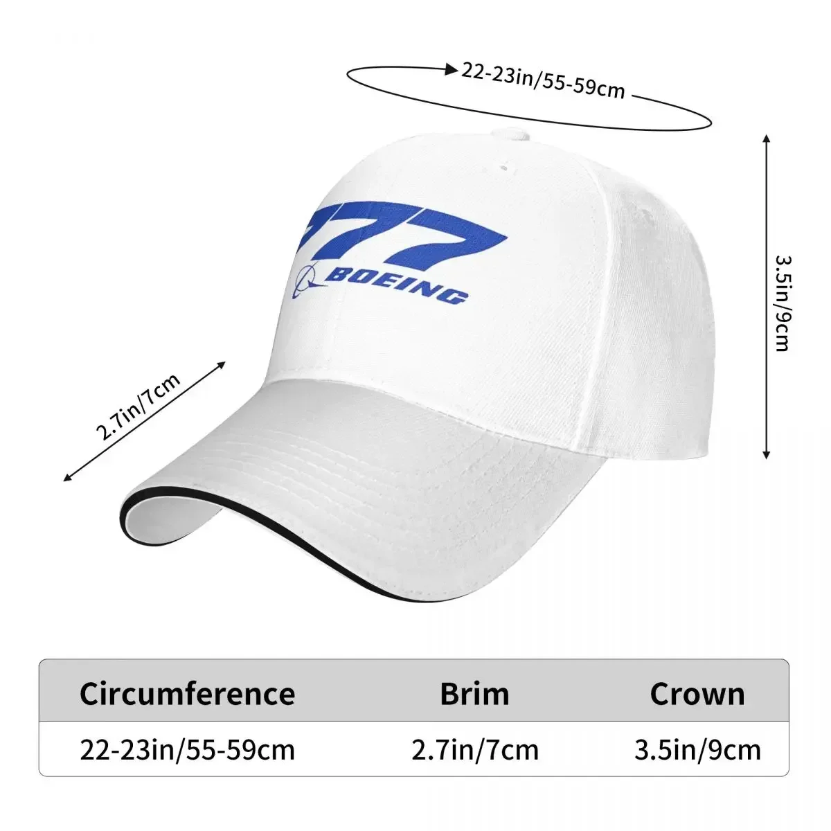 Boeing 777 Logo Baseball Cap Fashion Boeing Lovers Aviation Fans Sandwich Cap Unisex Style Adjustable Dad Hat Activities