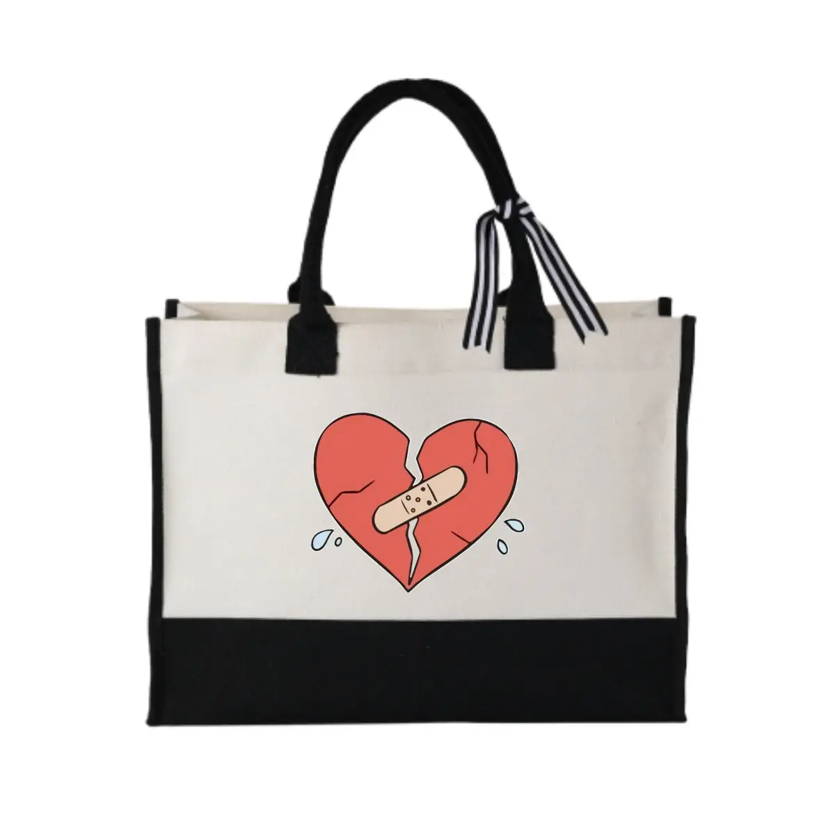 

Bandaged Broken Heart Graphic Environmental Protection Portable Storage Bags 2026 Fashion Handbags