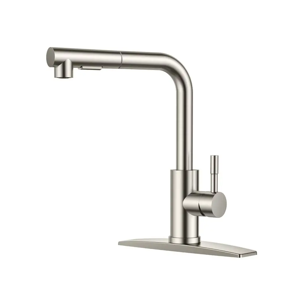 

Kitchen Faucets with Pull Down Sprayer, Brushed Nickel Stainless Steel, Single Handle Classic Pull Out Sink Faucet for Farmhouse