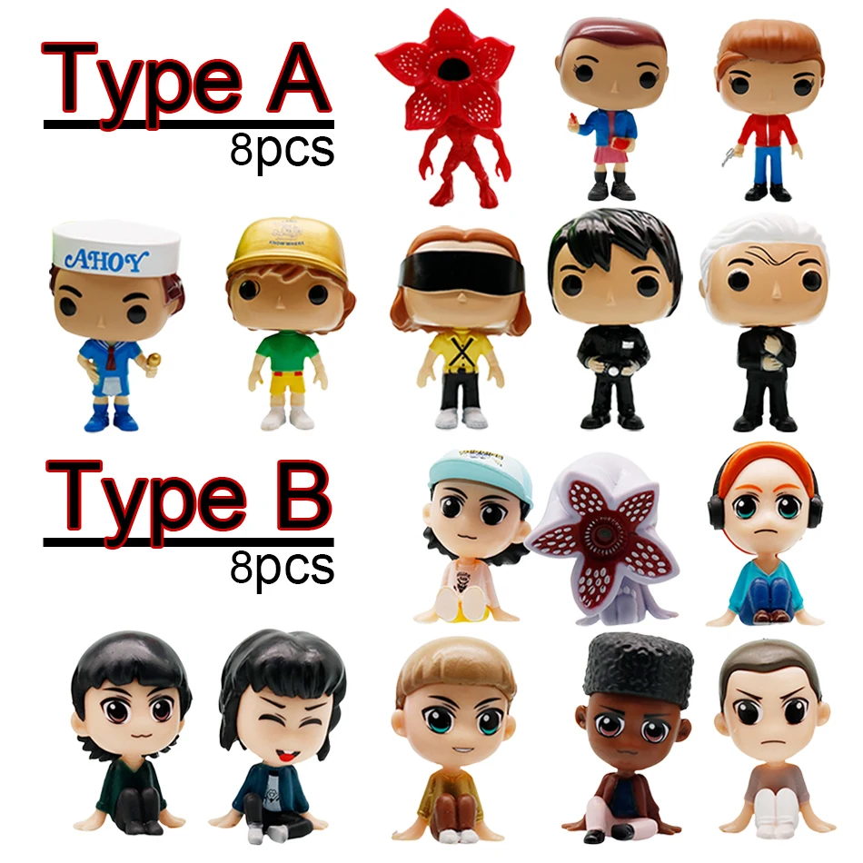 8個入り アニメ「ストレンジャー・シングス」 ブラインドボックス Q版 座り姿勢フィギュア ジェーン・アイブス/ウィル・バイヤーズ アクションフィギュア デスクトップスタチュー ギフト