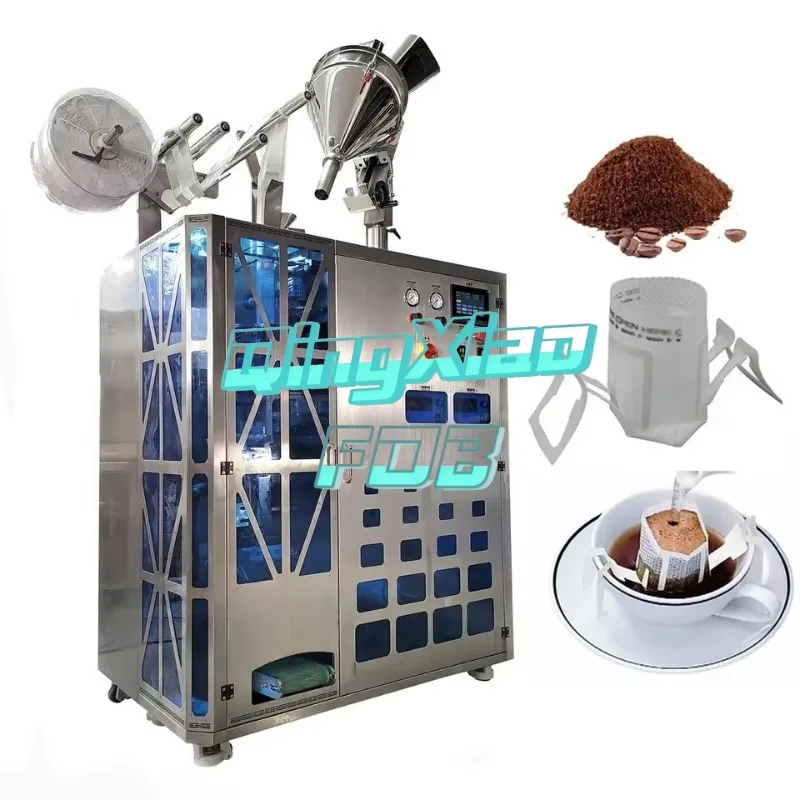 Fully Automatic Multi Functional Ultrasonic Inner Outer Hanging Ear Filter Drip Glue Coffee Tea Bag  Packaging Machine High  FOB