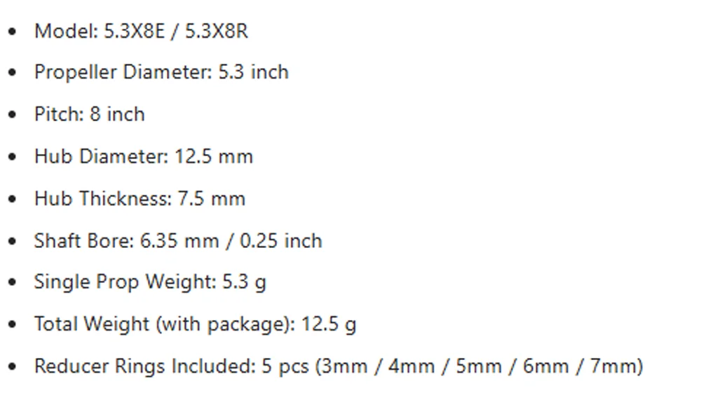 GEMFAN VORTEX Elektrischer Propeller 5" Multi-Größe 5.25x8/5x5/5x7.55.3X8E/5.3X8R Ausbalanciert & Langlebig für RC-Flugzeuge mit festem Flügel – Detail 24
