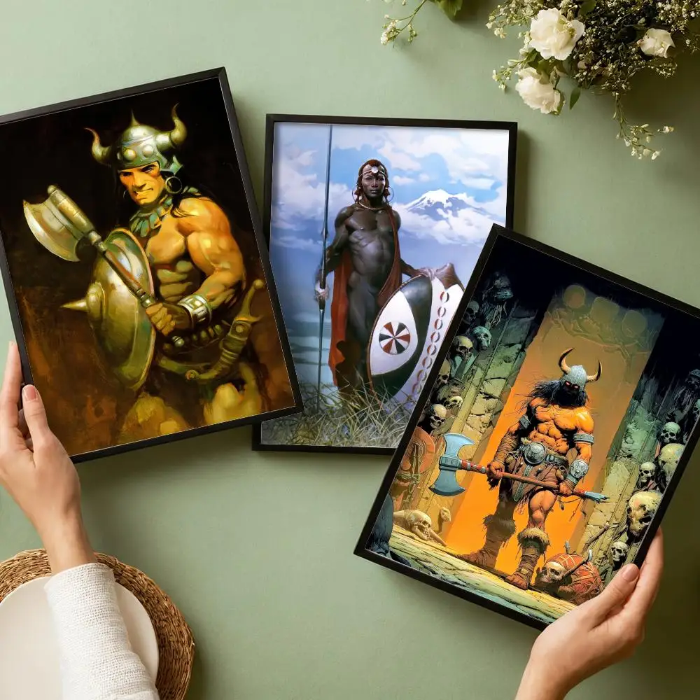 Art F-Frank F-Frazetta Fantasy Poster Decorative Wall Art Stickers Mural Photo Print for Home Living Room Hallway Decor