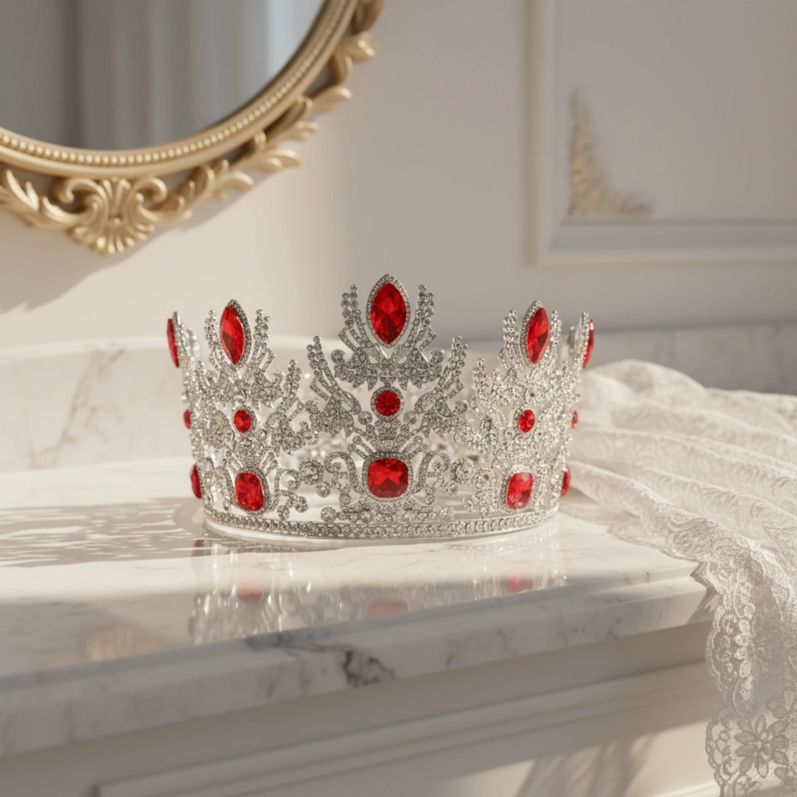 Queen Crown Royal Crown with Crystals Tiara Luxury Headwear Tall for Brides, Weddings, Pageants