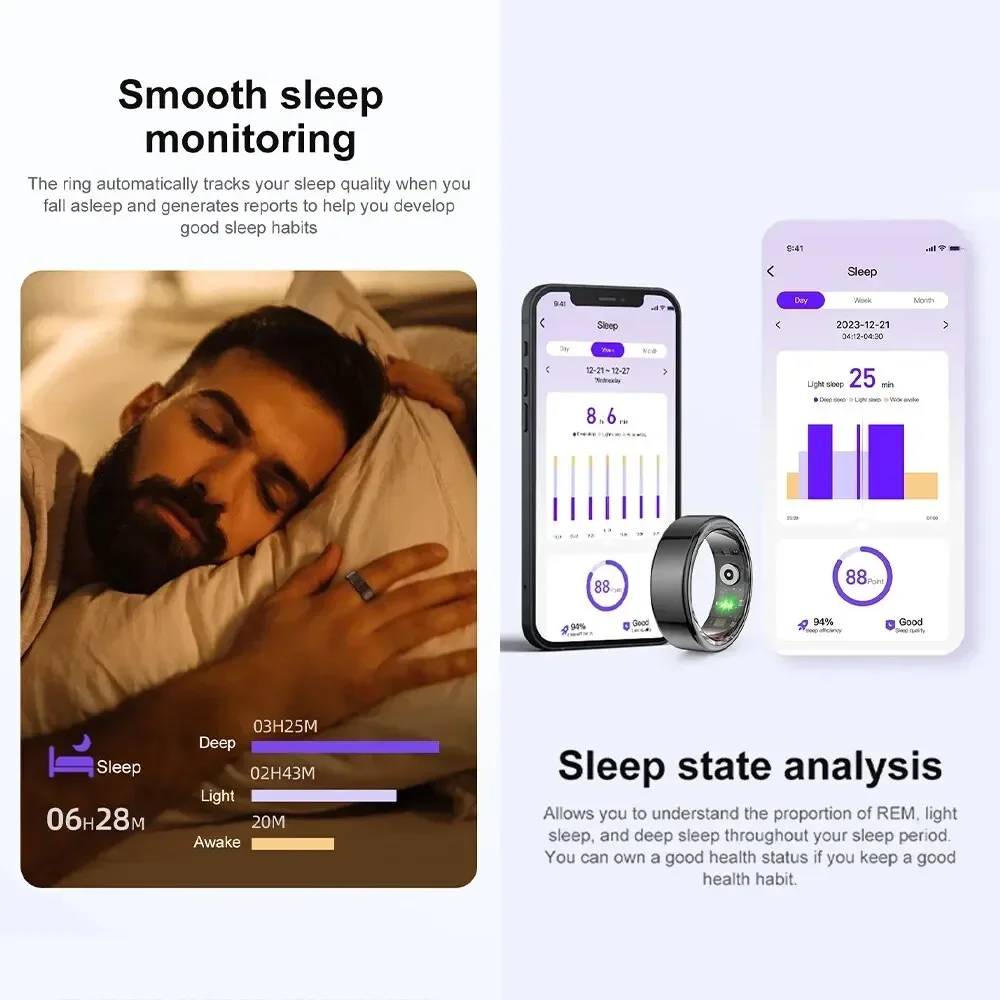 R02 (QRing) Sleep Detection Step Count 24-hour Heart Rate Blood Oxygen Saturation IP68 Intelligent Monitoring Multi-sport Mode