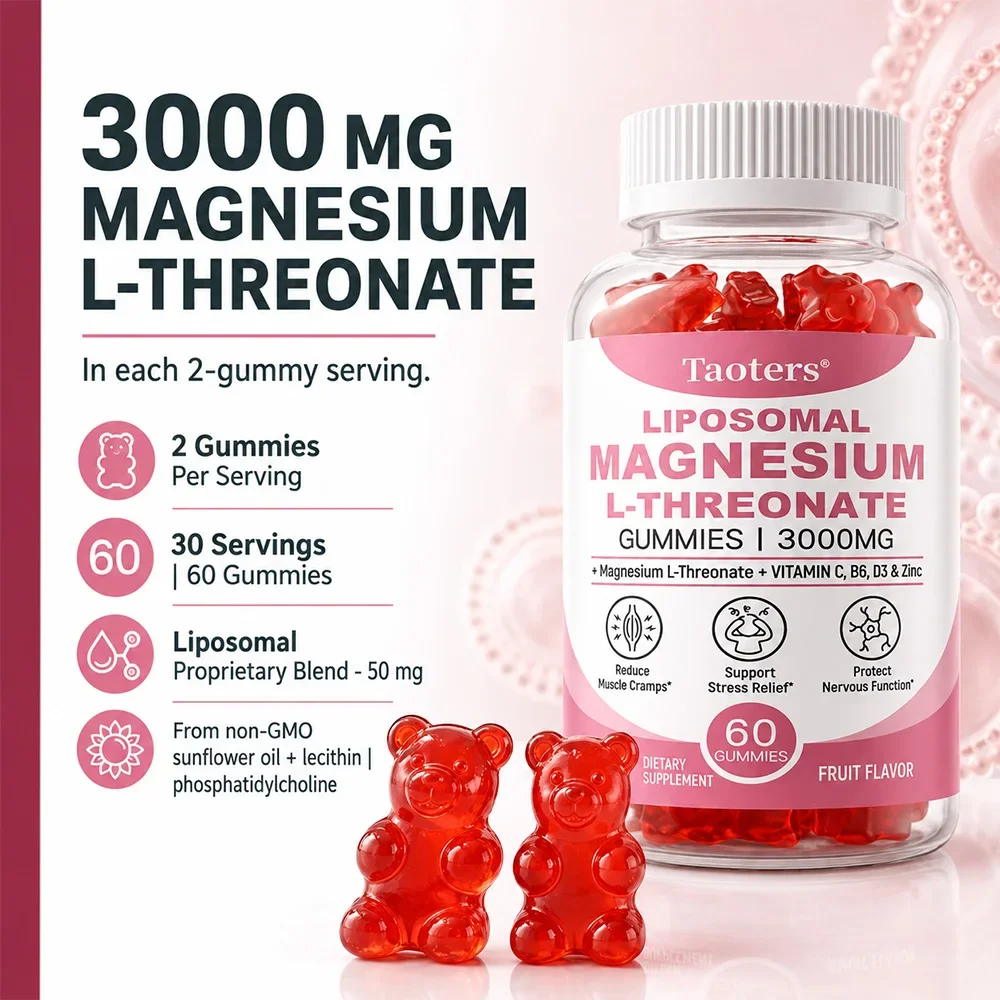 Magnesium L Threonate Gummies - Enhances Brain Health, Support Memory, Focus, Cognition, Relaxation,and Sleep