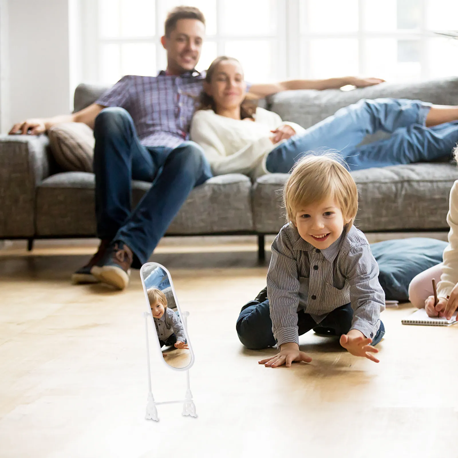 

2Sets Rotating Mirror Decor Detailed Workmanship Suitable for Mini House Accessories Realistic Home Miniature Setup