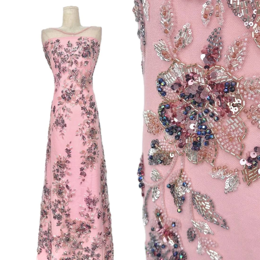 

2026 Luxury French Heavy Mesh Sequins Beaded Lace Fabric High Quality African 3D Lace Fabric Nigerian Wedding Party Dress