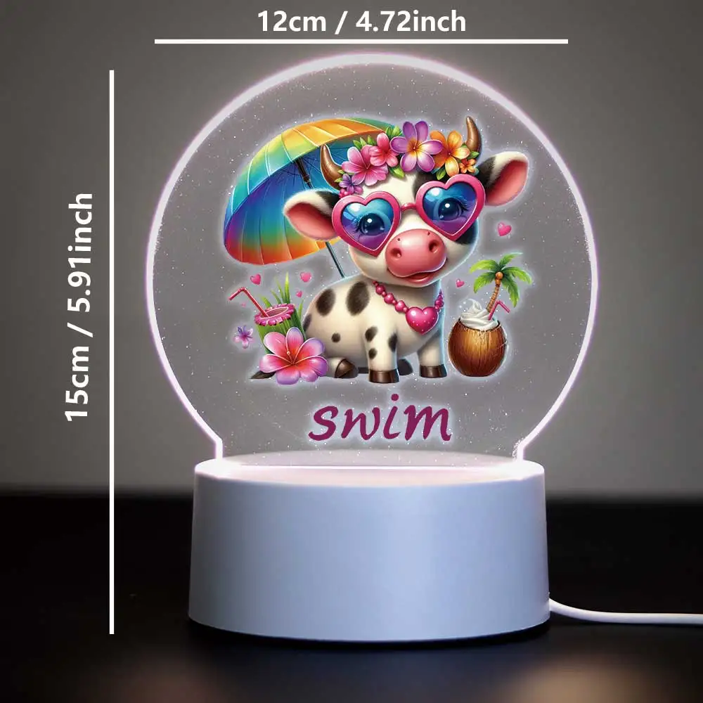 1 pc charming cow UV Print Personalized Name 3D Visual Night Light 3d Illusion Night Lamp Baby Room Decor Birthday Gift