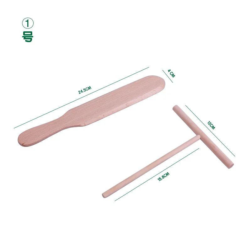 

2pcs Wooden Pancake Scraper Flipper Spatula Set Baking Cooking Tools Crepe Maker Home Professional Kitchens Easy Flip