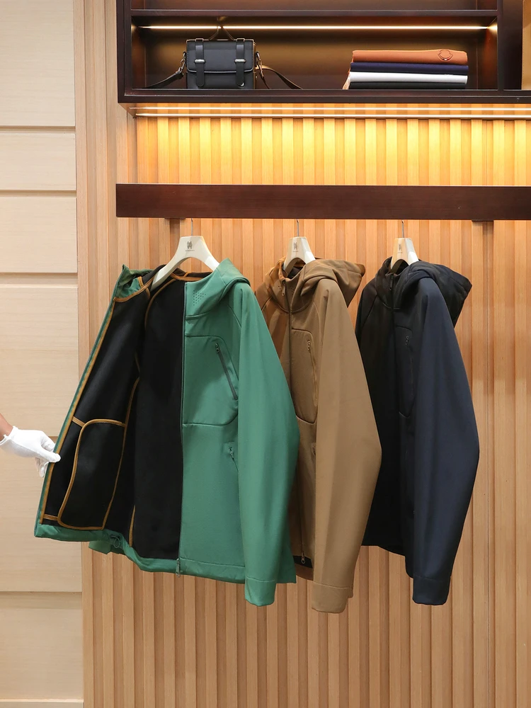 

Men's Outdoor Sports Casual Fce Lined Hooded Jaet Tee Proof Soft ell Climbing Coat Loose Fit Polyester Fiber Zipper ...