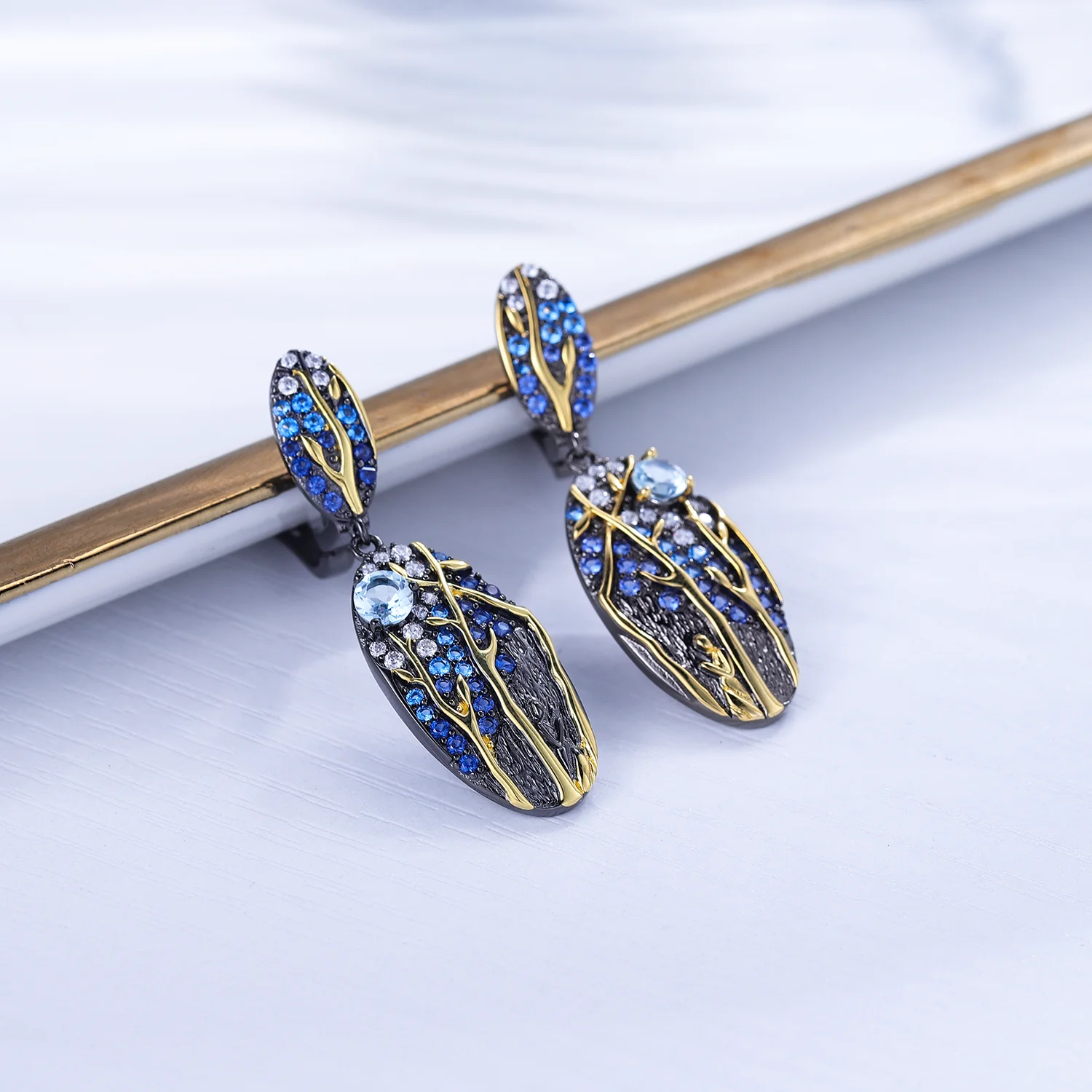 GEM\'S BEAUTY Moonlit Night Earrings Real 925 Sterling Silver Earrings for Women Original Handmade Designer Fine Jewelry Opal