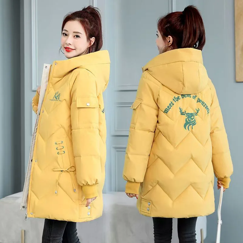 2024 New Cotton-padded Women's Long Korean Down Cotton-padded Coat Winter Fashion Padded Cotton-padded Coat Loose Plus Size Coat