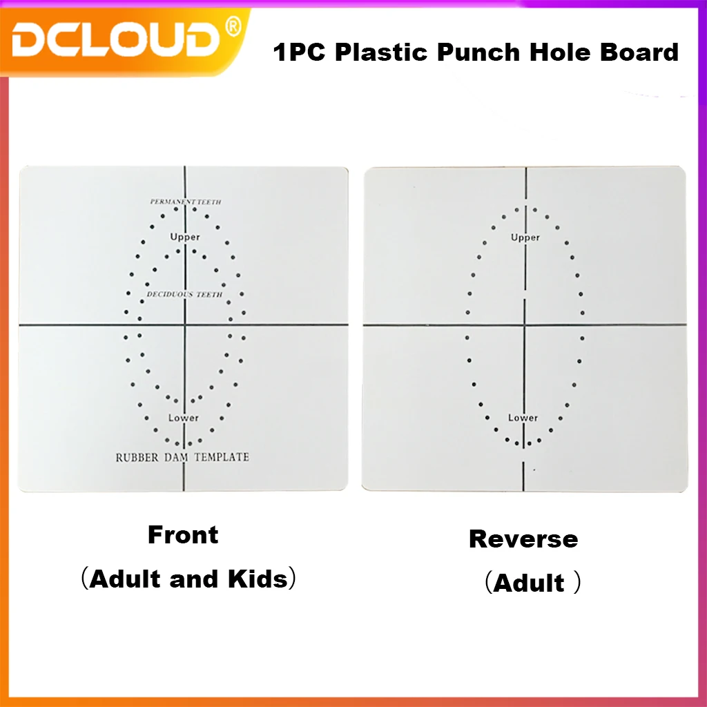 DCLOUD 1Pc Plantilla de Presa de Goma Dental de Plástico Orificio de Perforación Endodóntica Tablero de Perforaciones de Doble Cara Herramientas de