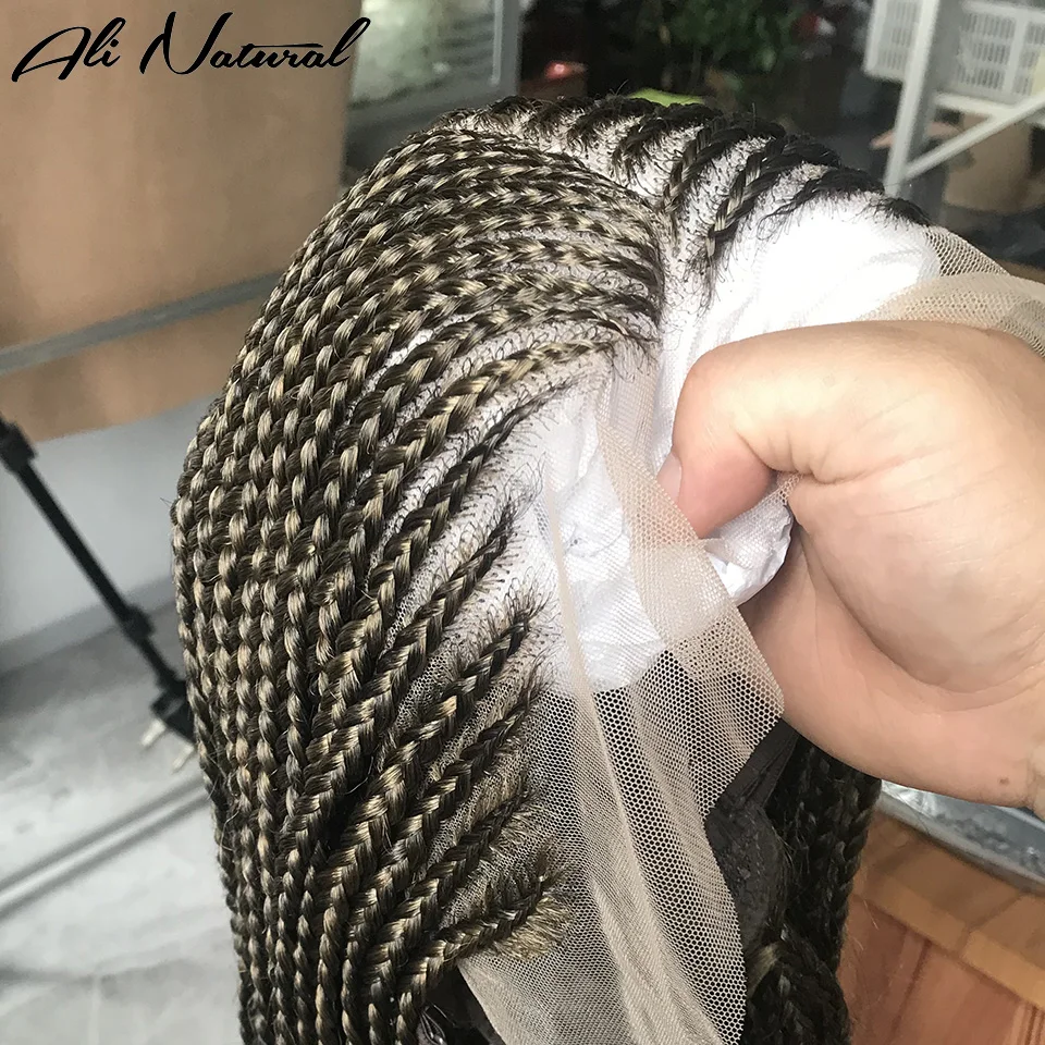 Ombre Color 13x6 Lace Front Braids Wigs Cornrow Braided 27 Blonde Synthetic Braiding Lace Frontal Wig