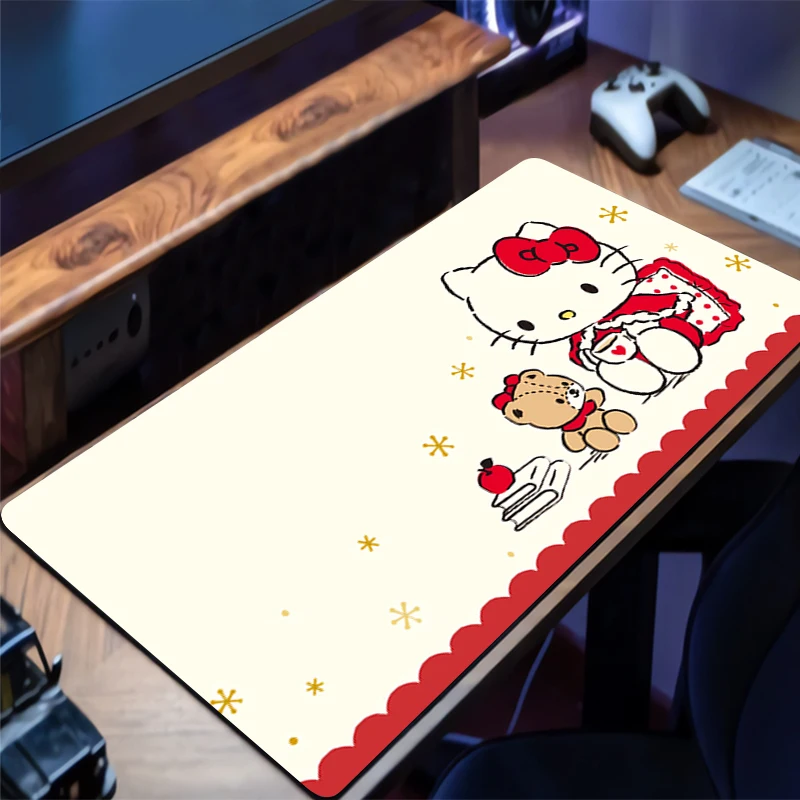 وسادات ماوس ألعاب مطاطية للكمبيوتر الشخصي Hello Kitty Anime مصممة خصيصًا بساط لوحة مفاتيح مكتبي للكمبيوتر المكتبي والكمبيوتر المحمول #3