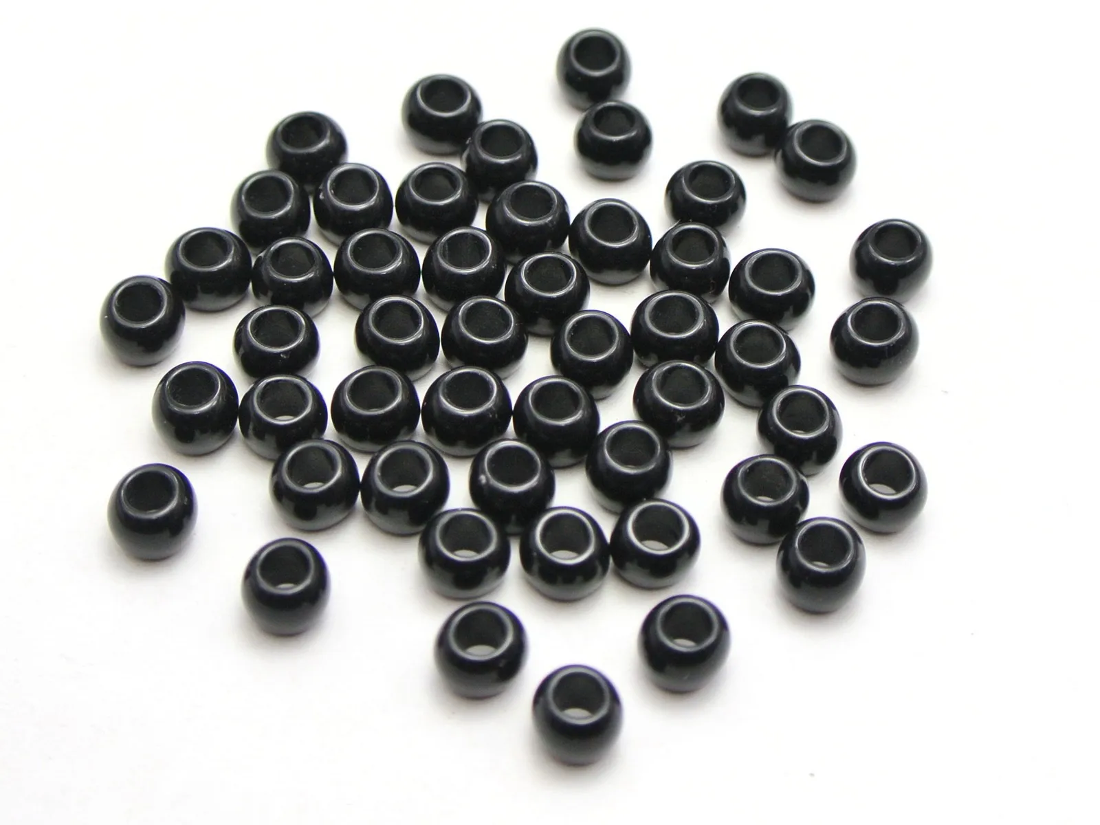 500 Black Color Acrylic Round Pony Beads 6X4mm for Kids Craft Kandi Bracelet