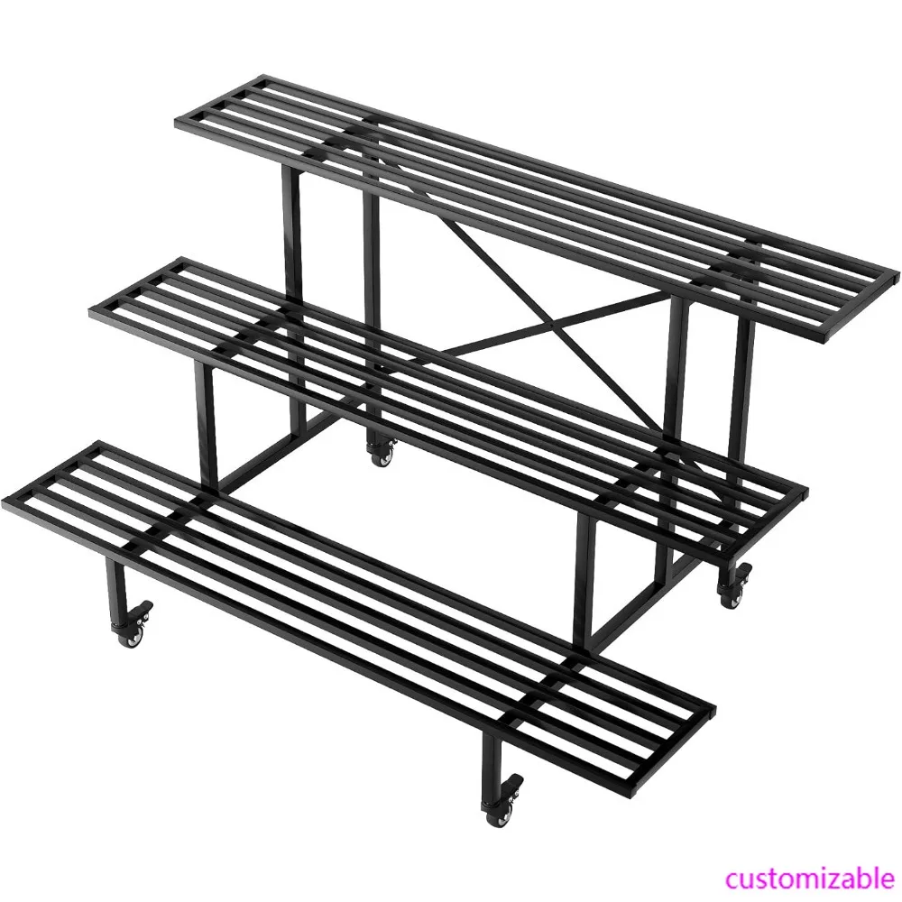 Sturdy 3-Tier Metal Plant Stand with Wheels, 45.67 Length x 26 Width x 26 Height, Heavy-Duty Indoor and Outdoor Plant Holder for