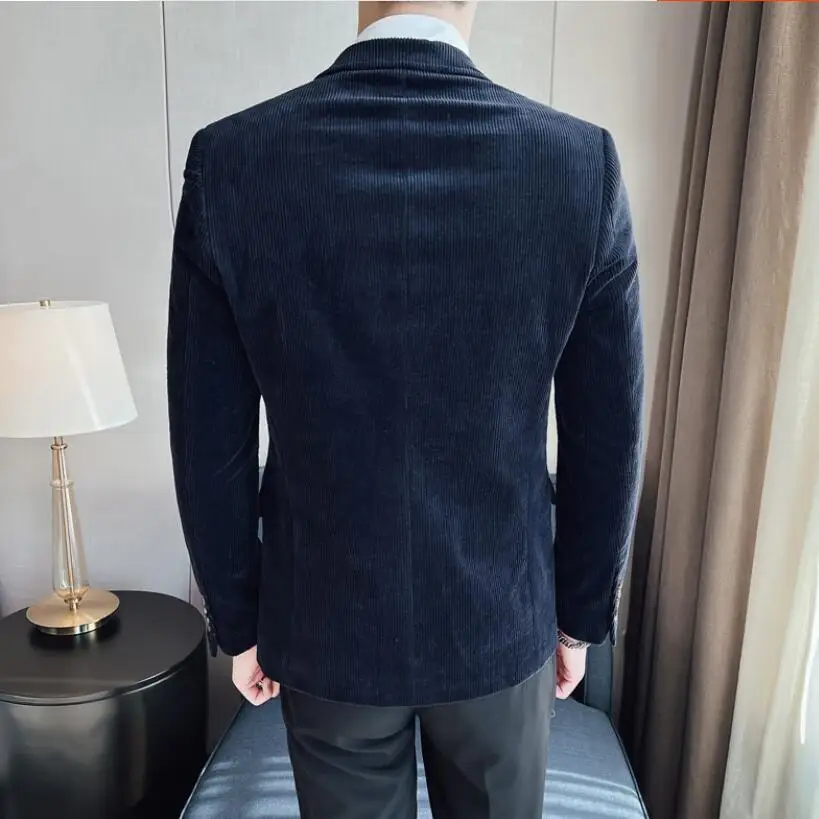 Men Spring High Quality Business Blazers/Male Slim Fit Corduroy Fashion Suit Jackets/Man leisure Tuxedo Plus Size S-4XL