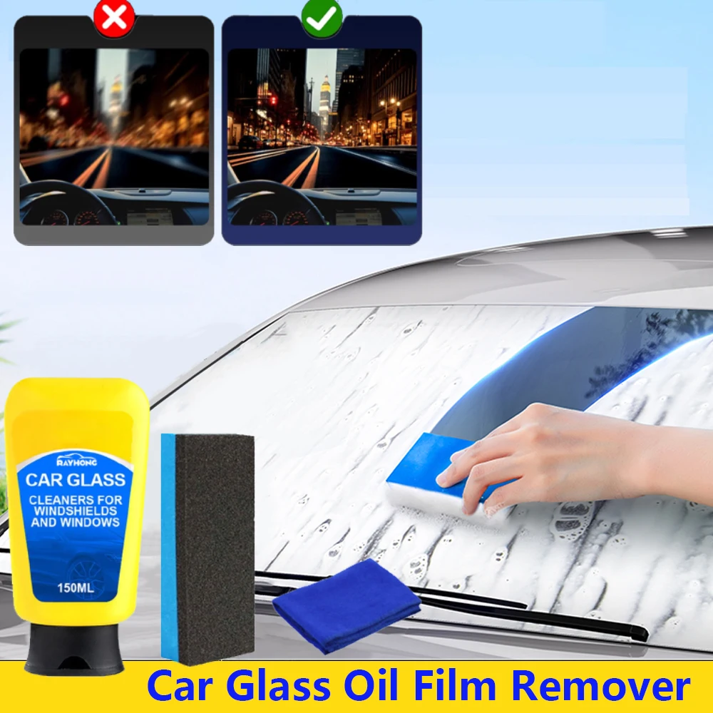 Car Glass Oil Film Remover Polishing Compound Waterproof Rainproof Anti-fog Glass Cleaner For Auto Windshields and Windows 150ml