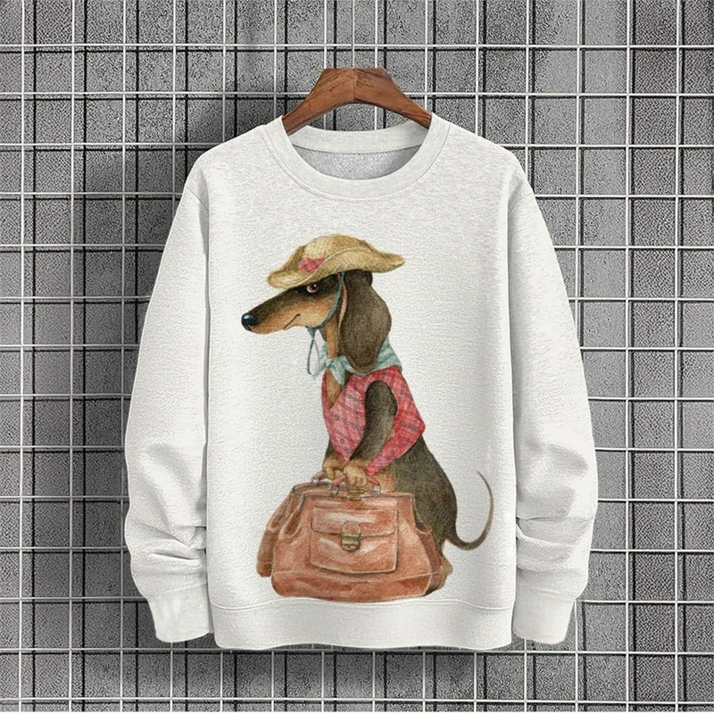 Harajuku Fashion Dachshund Graphic Sweatshirt Hilarious Design Ugly Christmas Sweater Casual Unisex Streetwear Pet Dog Pullovers