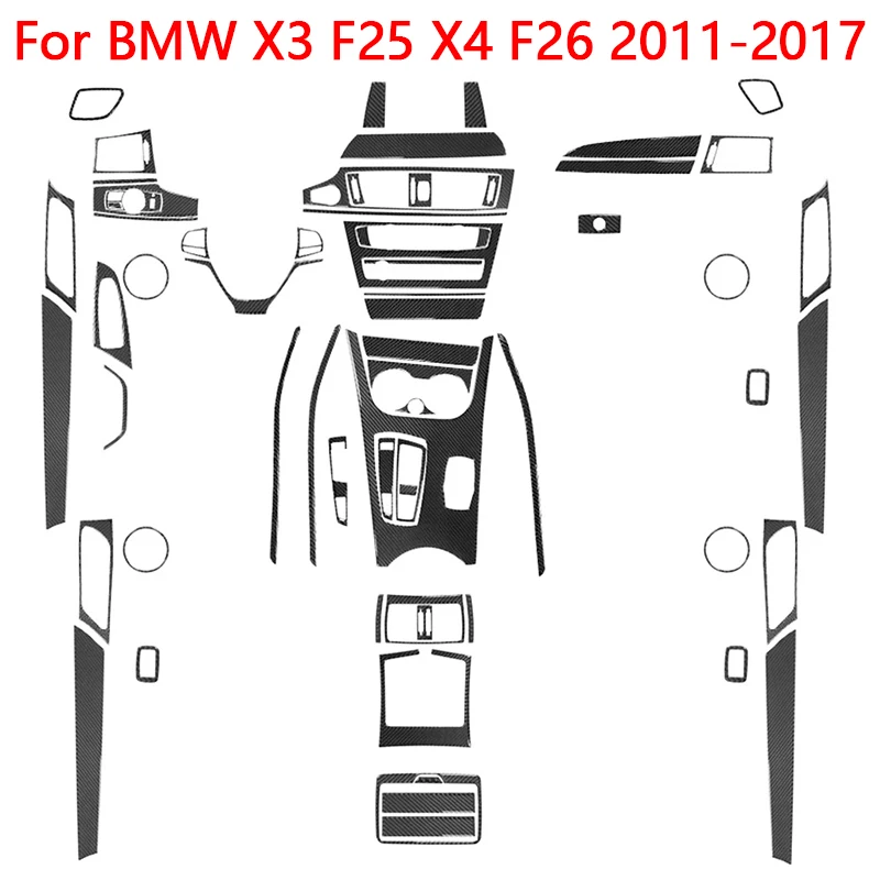 Car Interior Decorative Accessories For BMW X3 F25 X4 F26 2011 2012 2013 2014 2015 2016 2017 Carbon Fiber Black Stickers