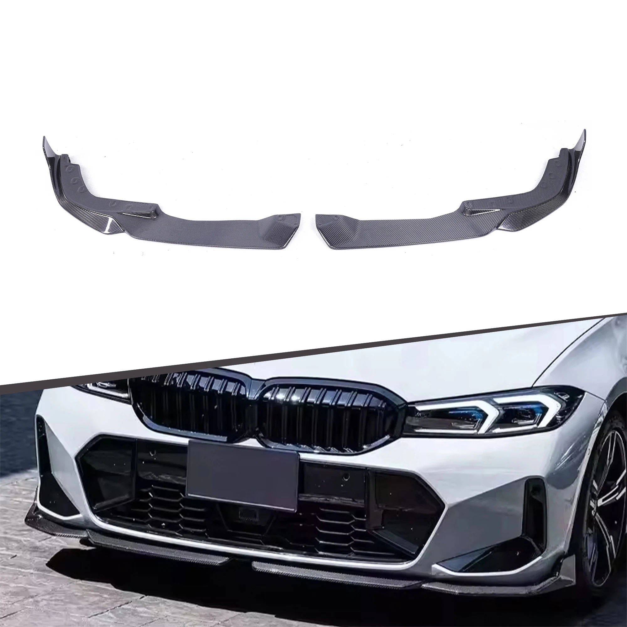 

Modification Hot Sales Carbon Fiber Body Kit MP Type 2PC Front Bumper Lip Fit for G20 LCI
