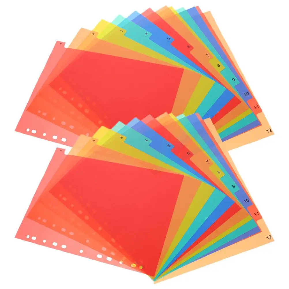

2 Sets A4 11 Hole Index Page Divider Plastic Notebook Partition PP Cute Binder Office Home Detachable